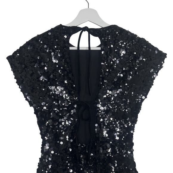 Ganni Velvet Sequins Mini Dress in Black - Picture 8 of 16
